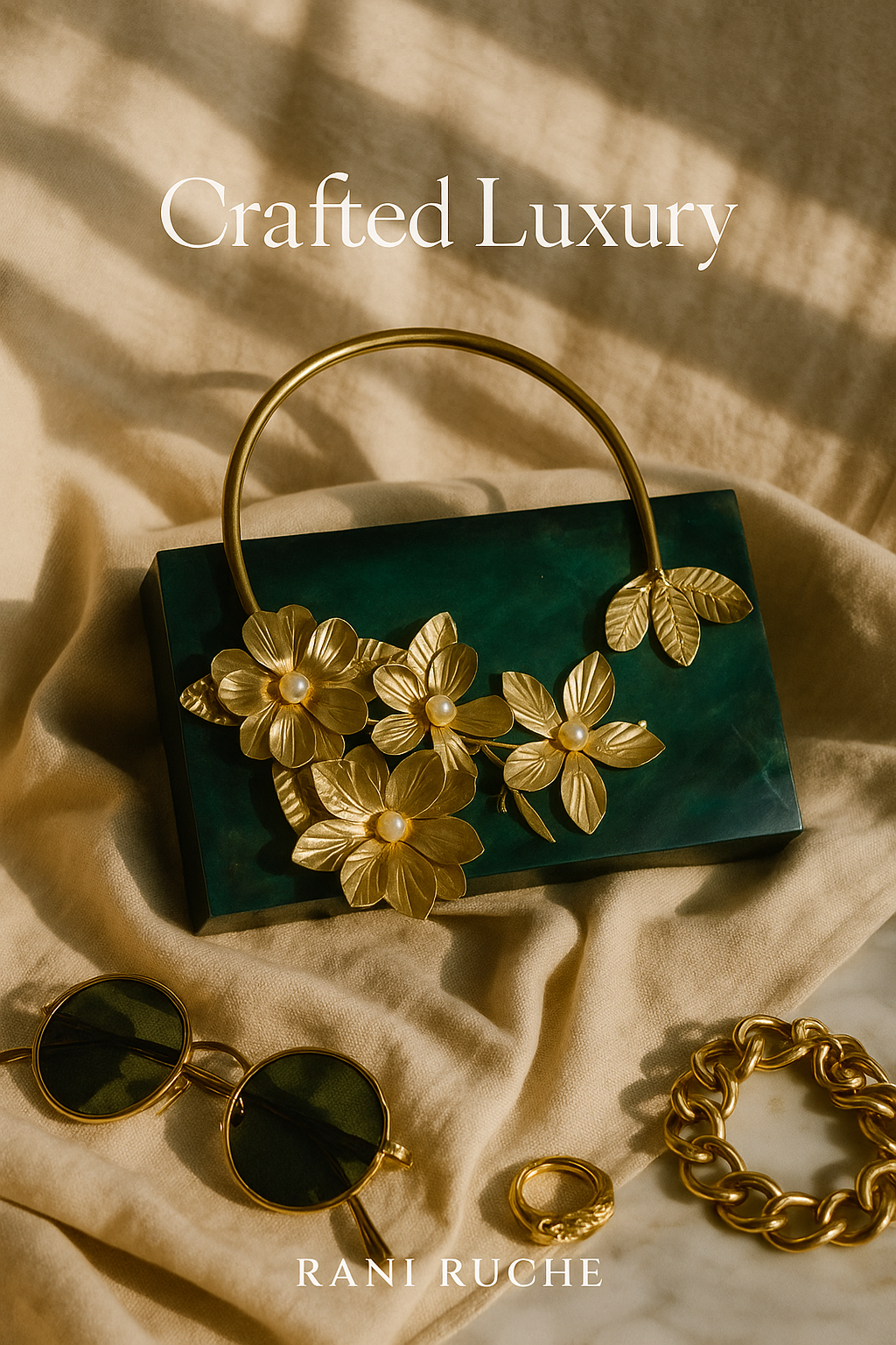 Flower Motif Handle Resign Clutch