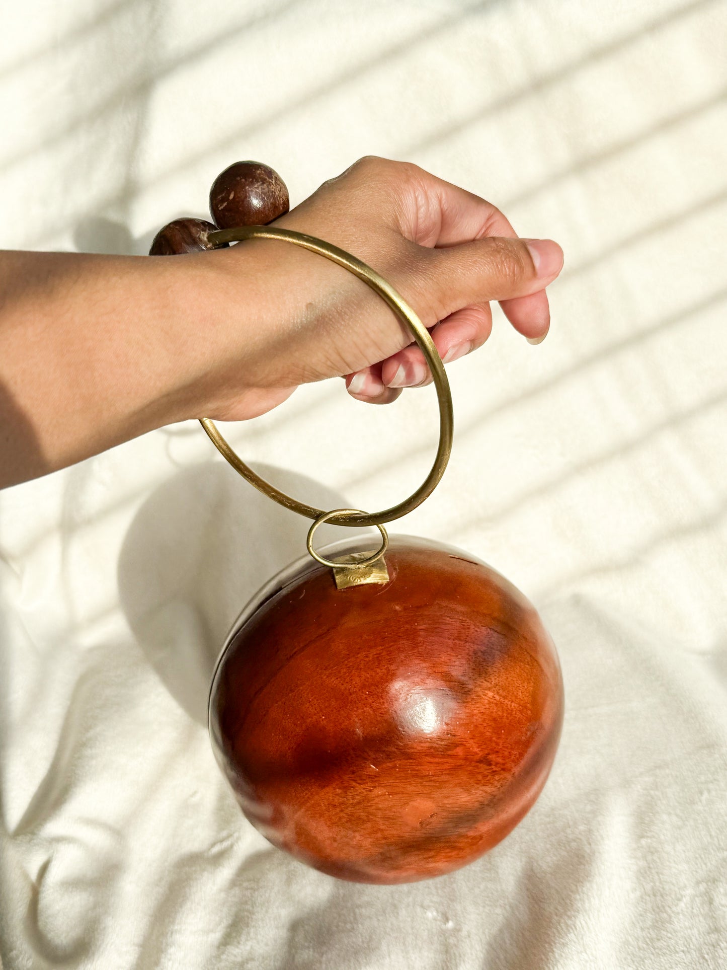 Sphere Drop Wooden Clutch