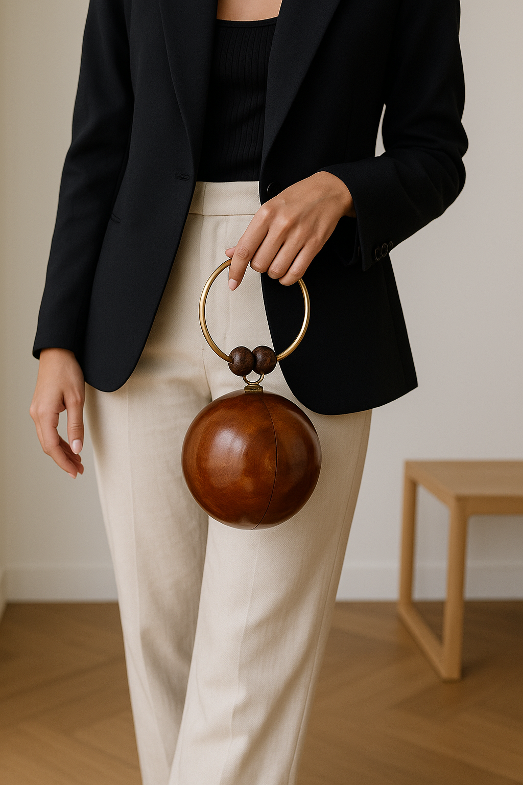 Sphere Drop Wooden Clutch